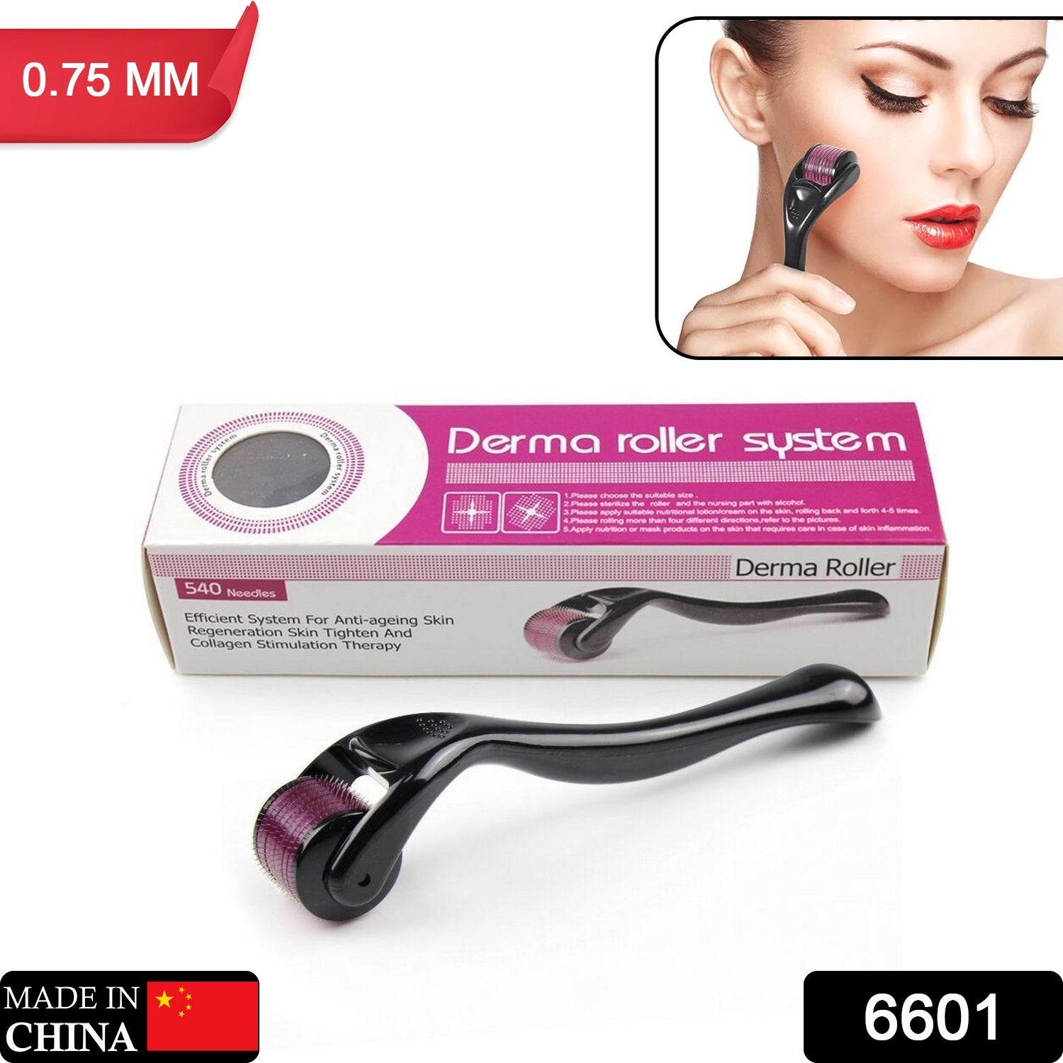 6601 Derma Roller Anti Ageing and Facial Scrubs & Polishes Scar Removal Hair Regrowth (0.75mm) 6601 Derma Roller Anti Ageing and Facial Scrubs & Polishes Scar Removal Hair Regrowth (0.75mm)